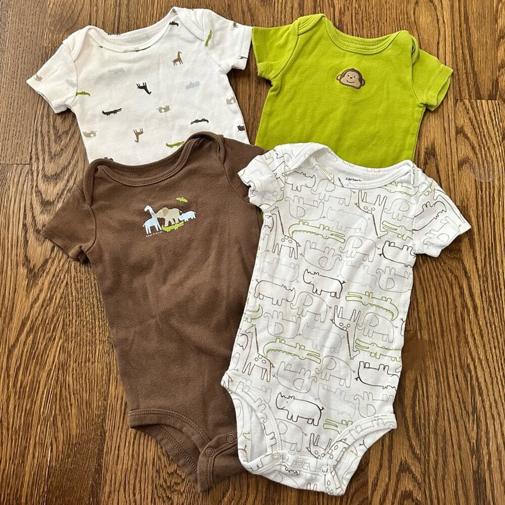 Carter’s best friends zoo animal onesie bodysuit bundle - set of 4, size 6 month